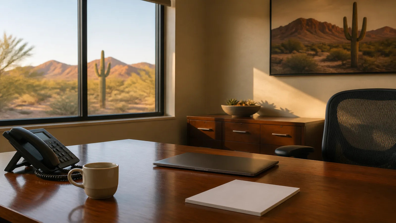 Phoenix office desk used when starting a mortgage application